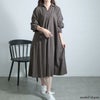 大きいサイズ レディース スキッパー襟コットンワンピース　goldy-1577 グレー