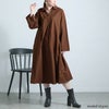 大きいサイズ レディース スキッパー襟コットンワンピース　goldy-1577 ブラウン