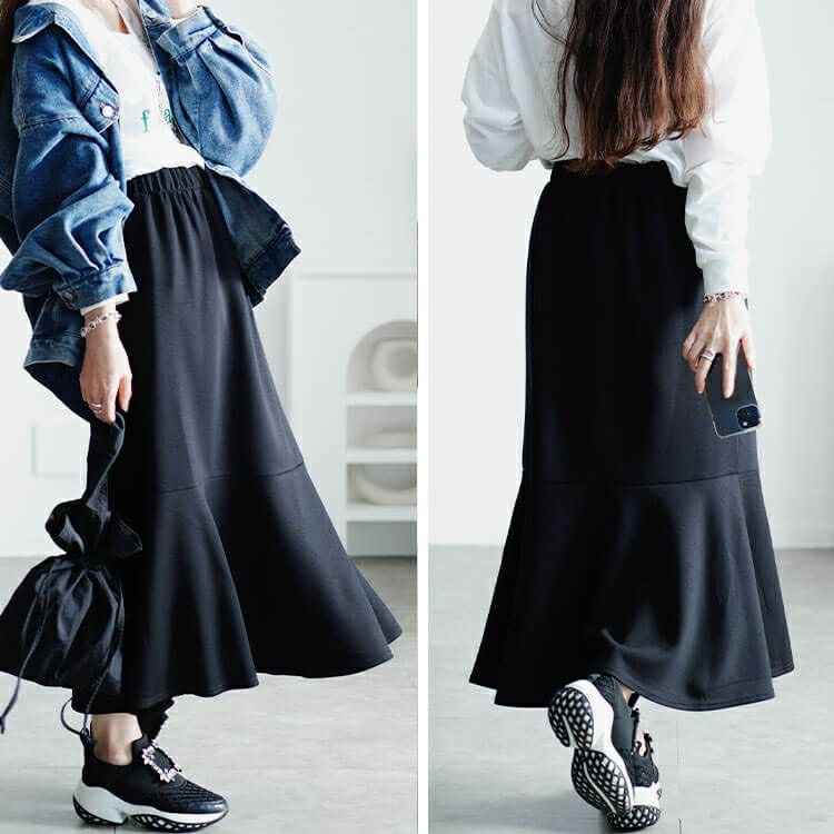 大きいサイズ レディース ダンボールスウェットマーメイドスカート　maru-30077