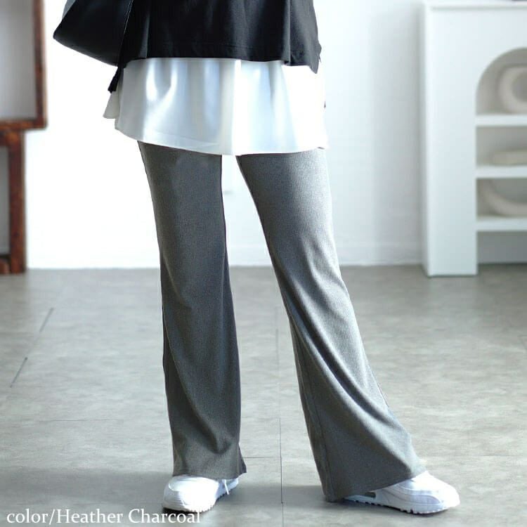 大きいサイズ レディース ストレッチテレコフレアパンツ　maru-30073