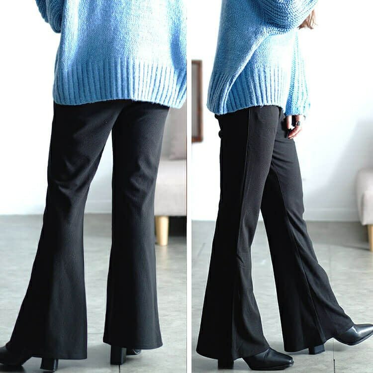 大きいサイズ レディース ストレッチテレコフレアパンツ　maru-30073