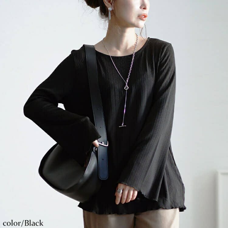 大きいサイズ レディース ランダムテレコフレアスリーブメロウトップス　maru-30072 【メール便可】