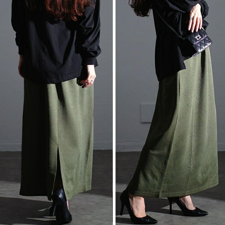 大きいサイズ レディース 幾何学柄ナロースカート　maru-30071