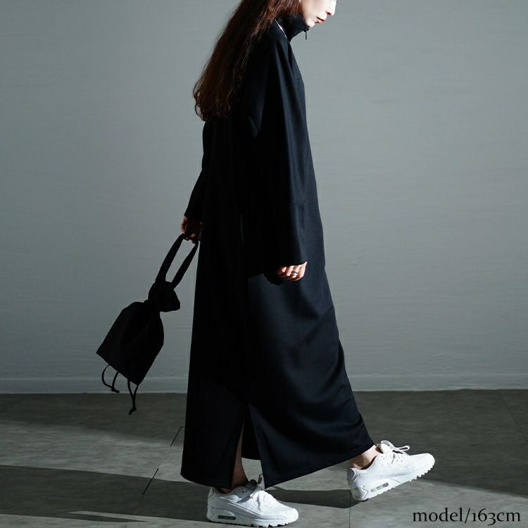 大きいサイズ レディース ハーフジップサイドスリットワンピース　nw-24027