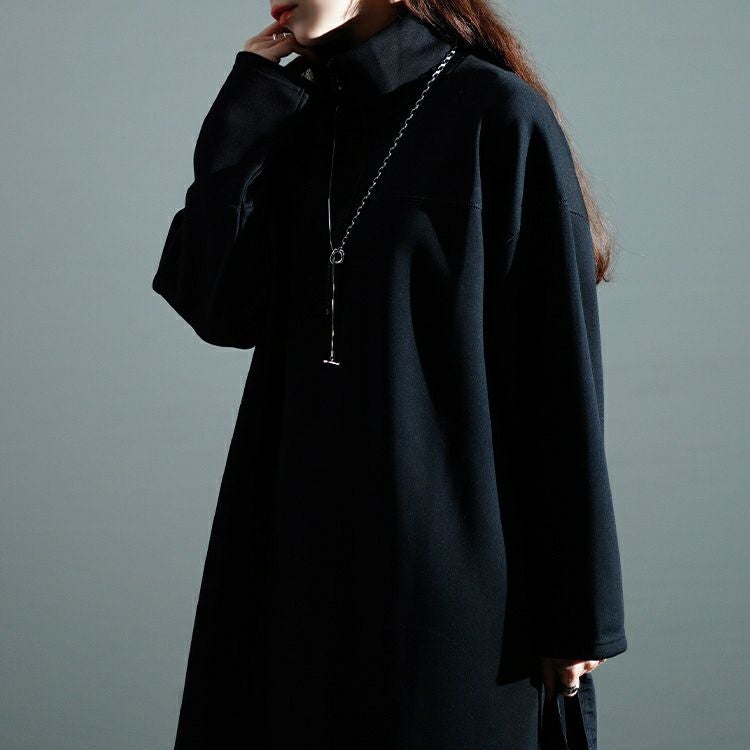 大きいサイズ レディース ハーフジップサイドスリットワンピース　nw-24027