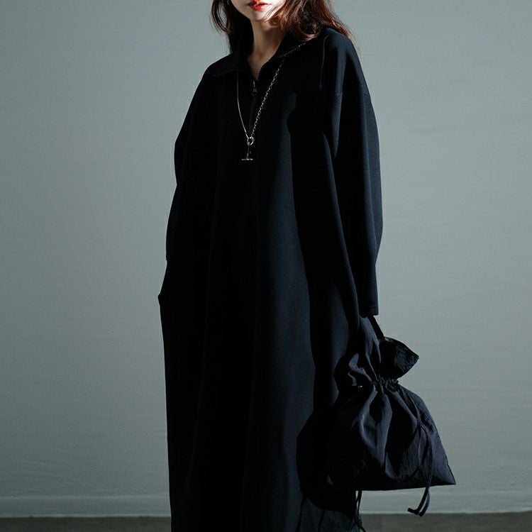 大きいサイズ レディース ハーフジップサイドスリットワンピース　nw-24027