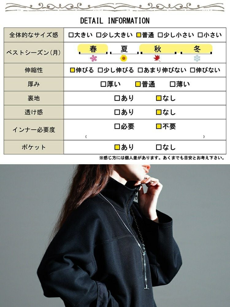 大きいサイズ レディース ハーフジップサイドスリットワンピース　nw-24027