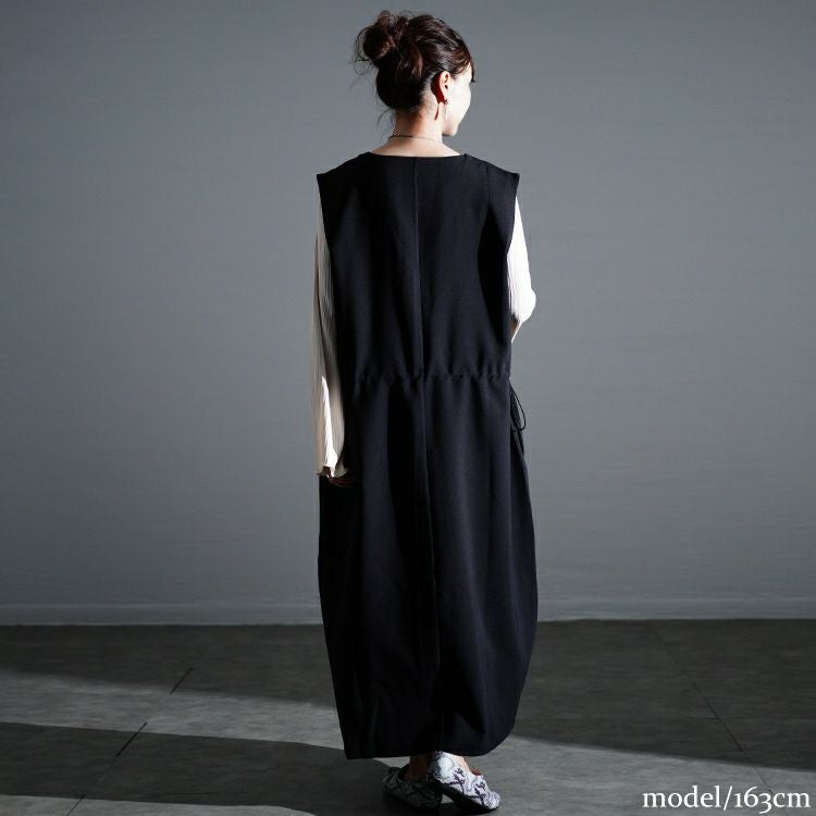 大きいサイズ レディース ドロストVネックジャンパースカート　nw-24032