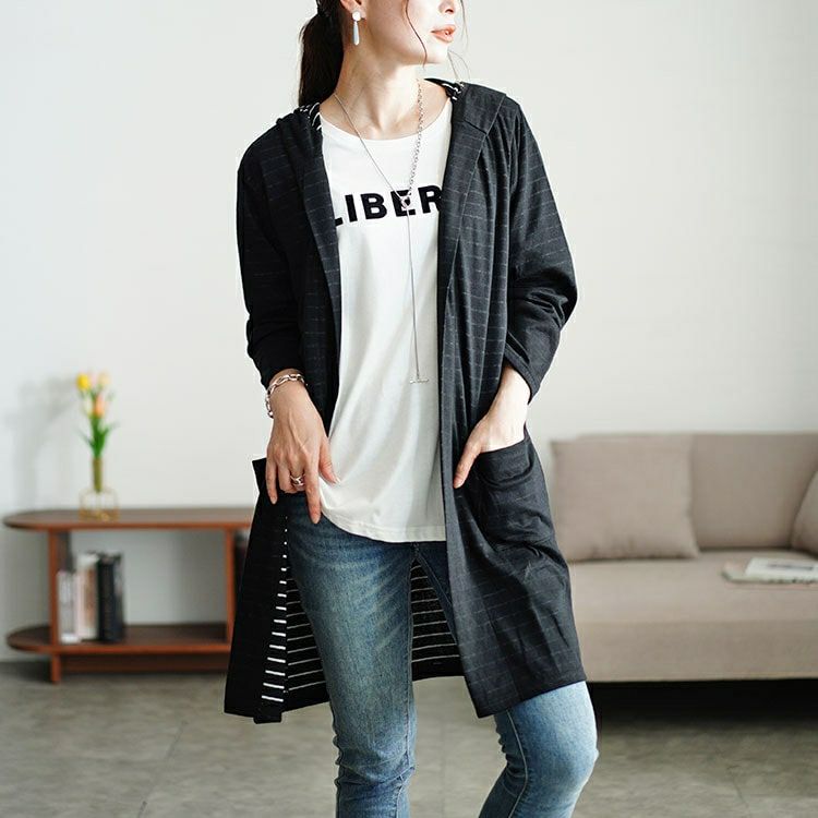 大きいサイズ レディース フード付きトッパーカーディガン　cast-5546030