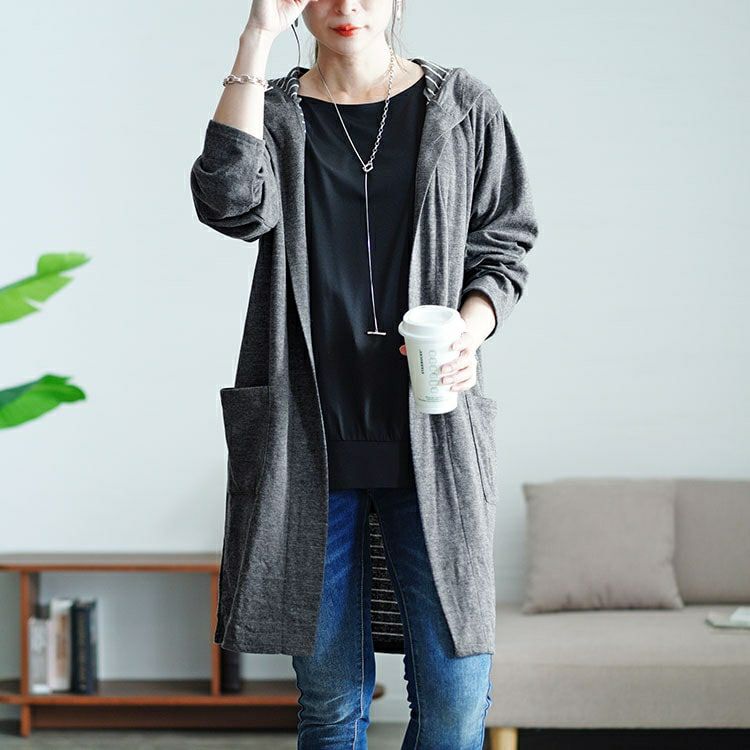 大きいサイズ レディース フード付きトッパーカーディガン　cast-5546030