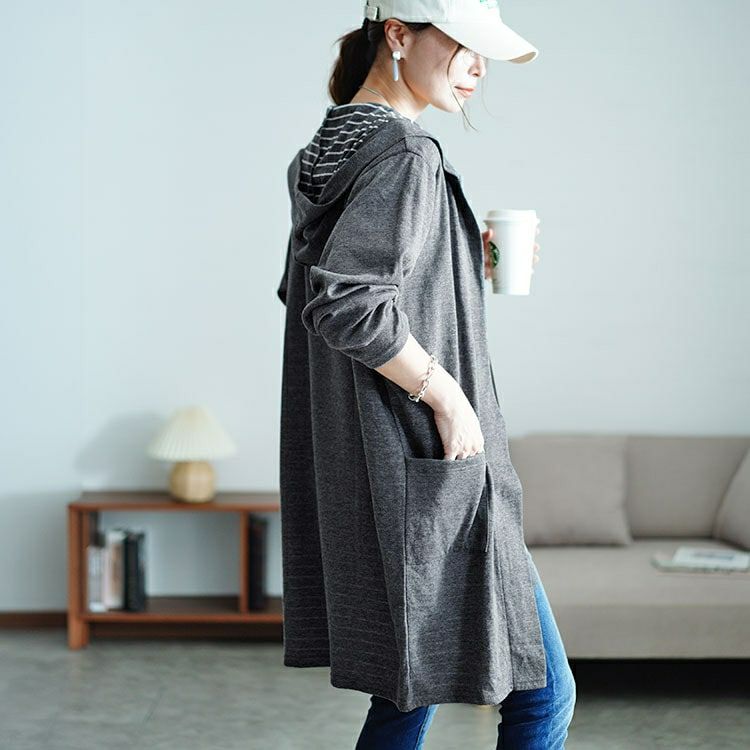 大きいサイズ レディース フード付きトッパーカーディガン　cast-5546030