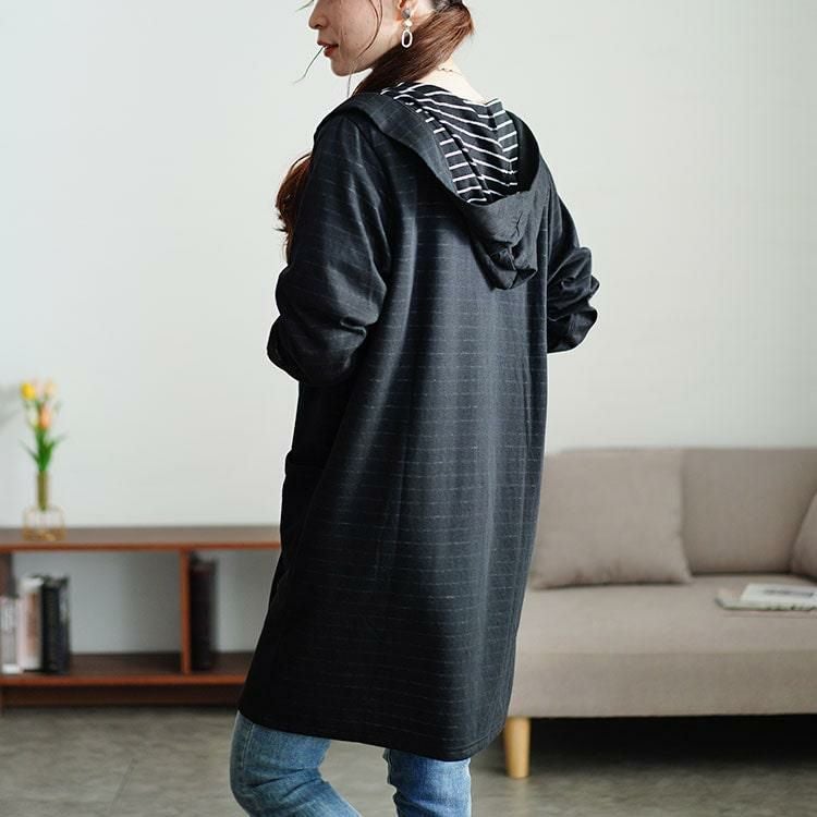 大きいサイズ レディース フード付きトッパーカーディガン　cast-5546030 ブラック