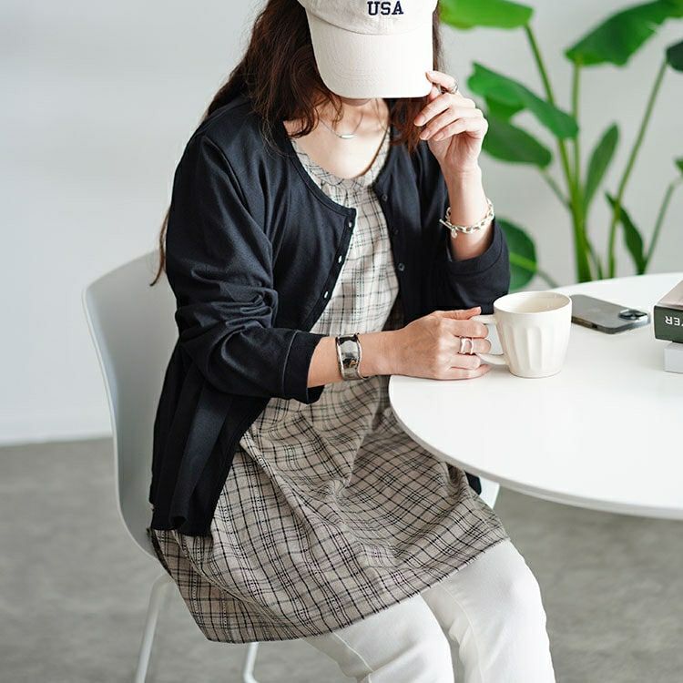 大きいサイズ レディース フェイクレイヤードチェックプルオーバー　cast-5546028