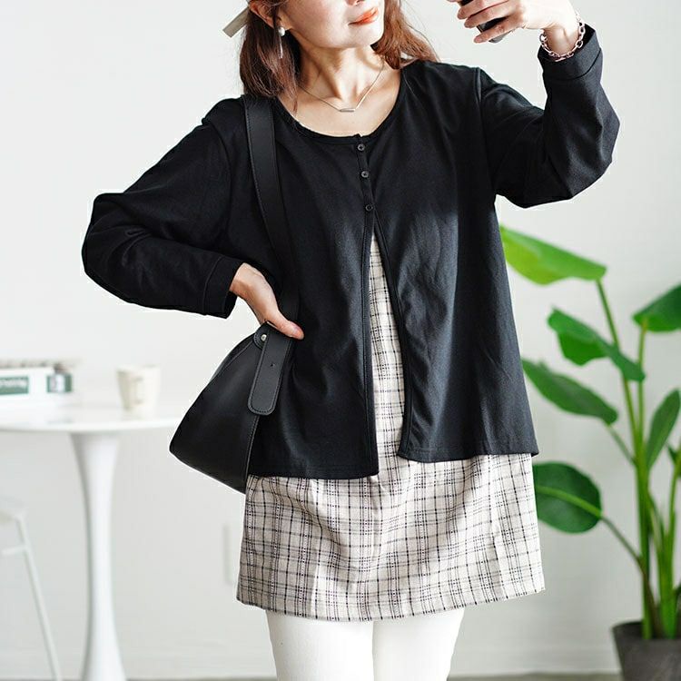 大きいサイズ レディース フェイクレイヤードチェックプルオーバー　cast-5546028