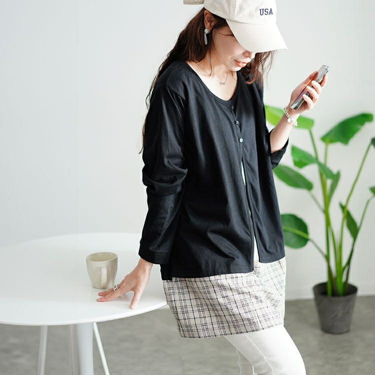 大きいサイズ レディース フェイクレイヤードチェックプルオーバー　cast-5546028