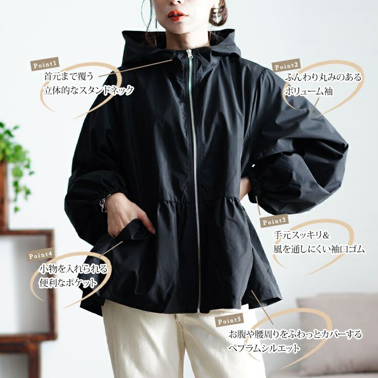 大きいサイズ レディース 撥水防風裏起毛ペプラムマウンテンパーカー　mnfk-542801