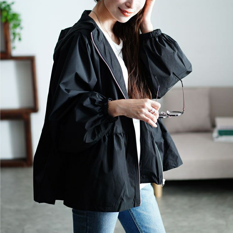 大きいサイズ レディース 撥水防風裏起毛ペプラムマウンテンパーカー　mnfk-542801