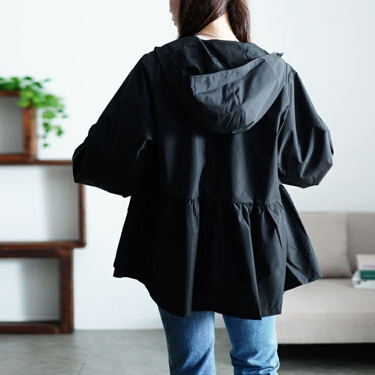 大きいサイズ レディース 撥水防風裏起毛ペプラムマウンテンパーカー　mnfk-542801