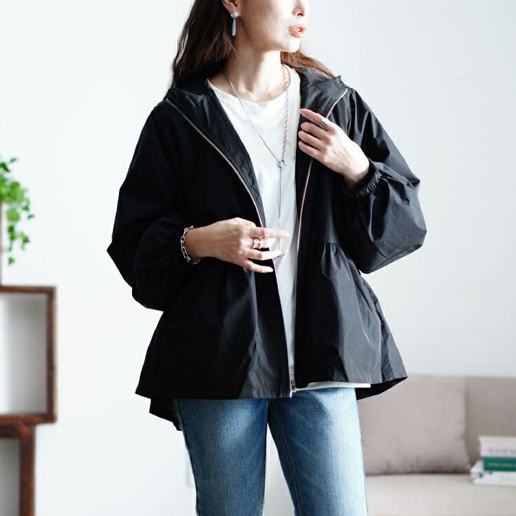 大きいサイズ レディース 撥水防風裏起毛ペプラムマウンテンパーカー　mnfk-542801