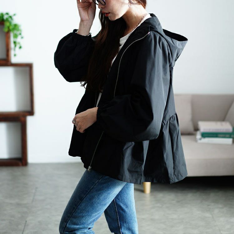 大きいサイズ レディース 撥水防風裏起毛ペプラムマウンテンパーカー　mnfk-542801