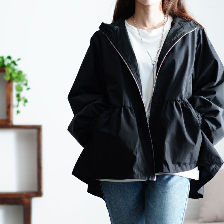 大きいサイズ レディース 撥水防風裏起毛ペプラムマウンテンパーカー　mnfk-542801