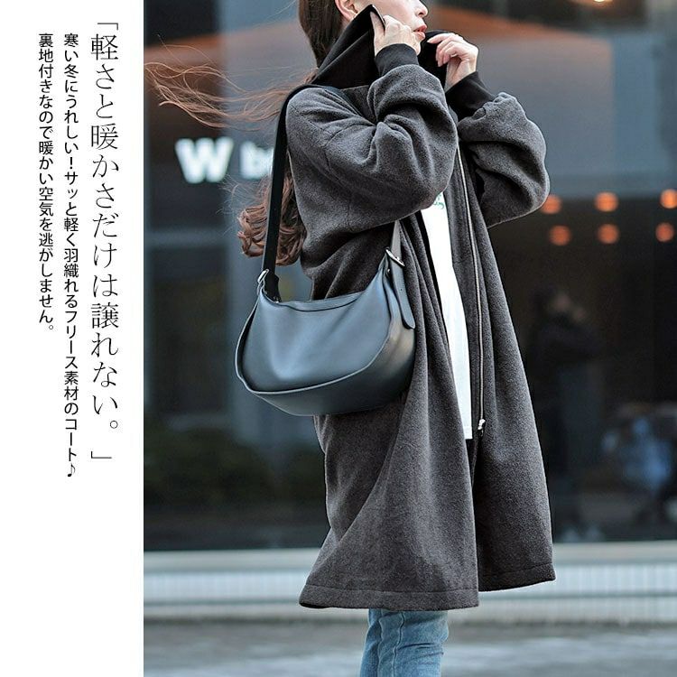 大きいサイズ レディース リブハイネックフリースZIPハーフコート　maru-30069