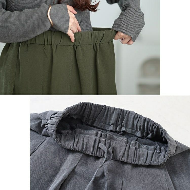 大きいサイズ レディース ウエストタックワイドプリーツスカート　maru-30067