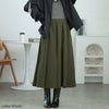大きいサイズ レディース ウエストタックワイドプリーツスカート　maru-30067 カーキ