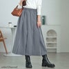 大きいサイズ レディース ウエストタックワイドプリーツスカート　maru-30067 杢チャコール