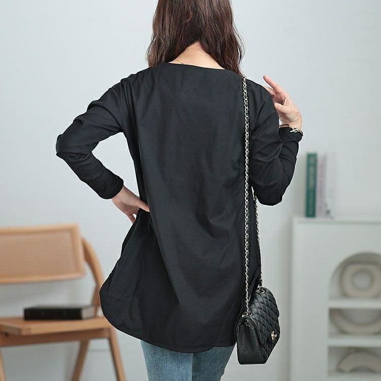 大きいサイズ レディース ラウンドヘムロングTシャツ　maru-30064