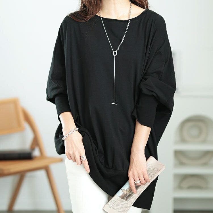 大きいサイズ レディース ボートネックドルマンプルオーバー　sw-0673