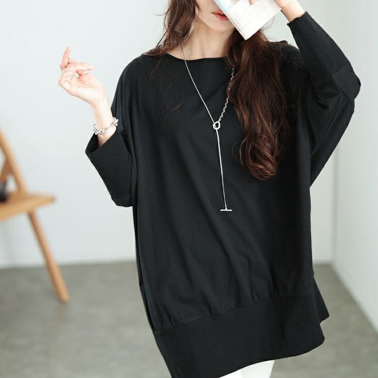 大きいサイズ レディース ボートネックドルマンプルオーバー　sw-0673