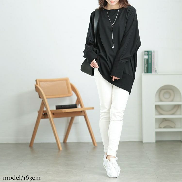 大きいサイズ レディース ボートネックドルマンプルオーバー　sw-0673