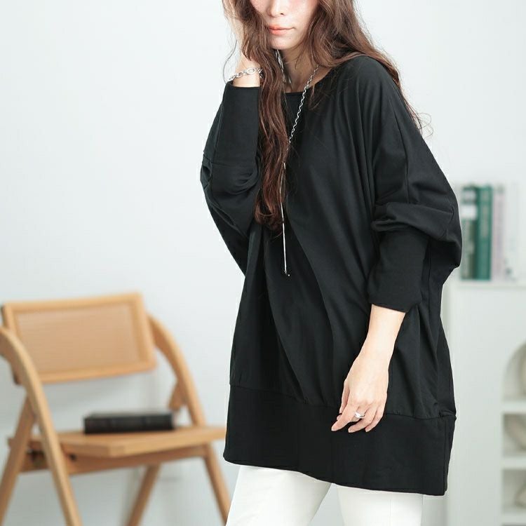 大きいサイズ レディース ボートネックドルマンプルオーバー　sw-0673