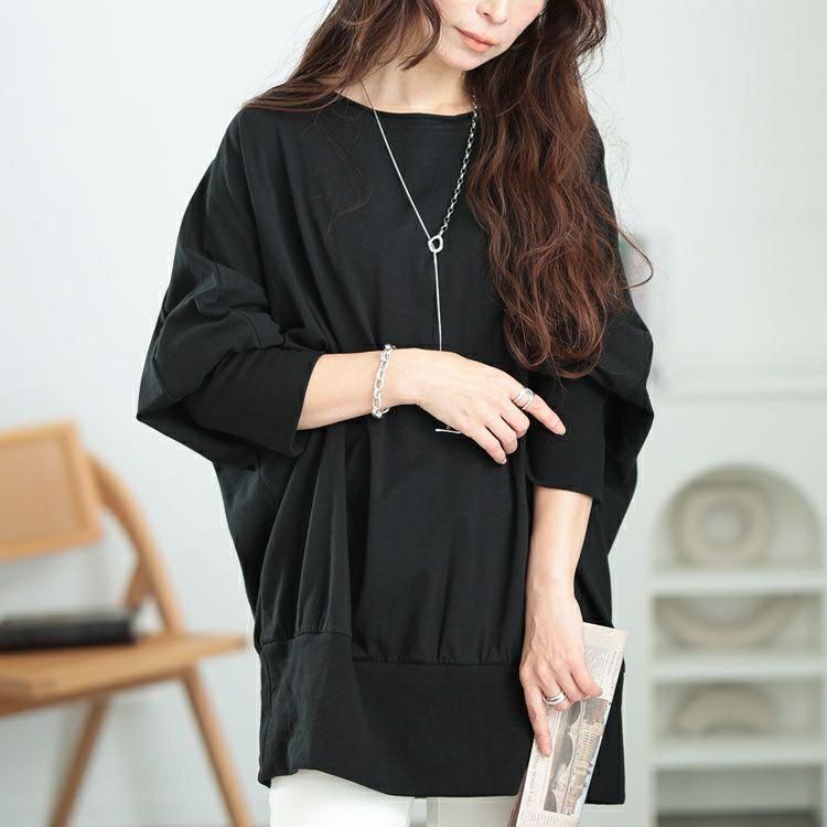 大きいサイズ レディース ボートネックドルマンプルオーバー　sw-0673