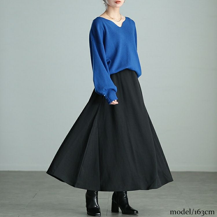 大きいサイズ レディース 裏シャギーロングフレアスカート　sw-0657