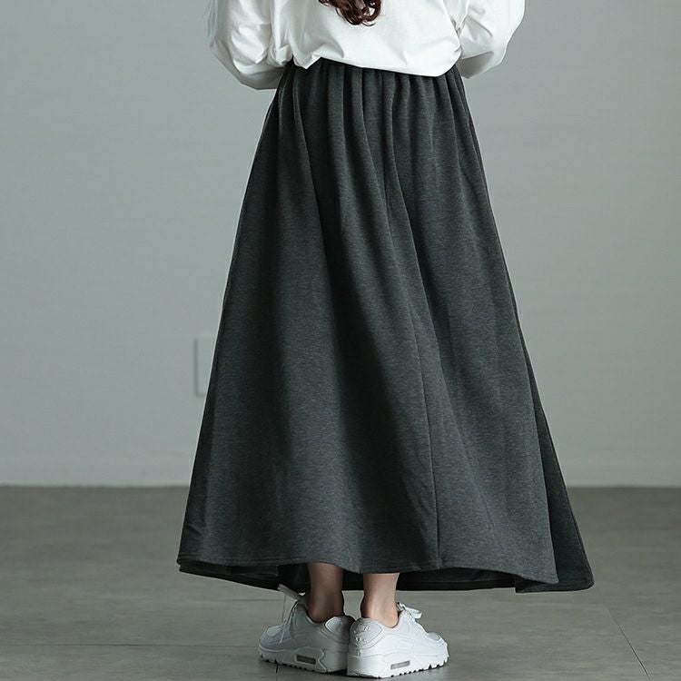 大きいサイズ レディース 裏シャギーロングフレアスカート　sw-0657