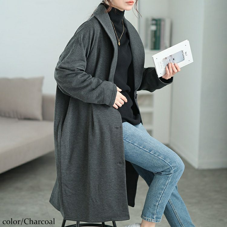 大きいサイズ レディース 裏シャギーヘチマカラーロングコーディガン　sw-0656