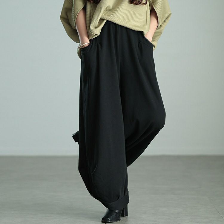 大きいサイズ レディース 裏シャギーサイドスリットパンツ　sw-0655