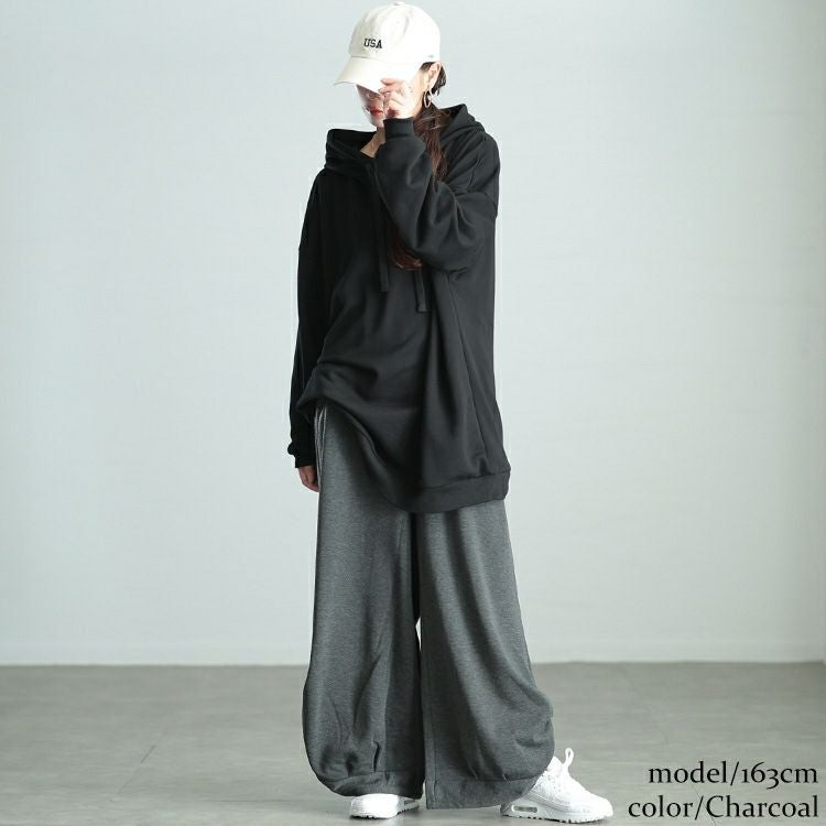 大きいサイズ レディース 裏シャギーサイドスリットパンツ　sw-0655