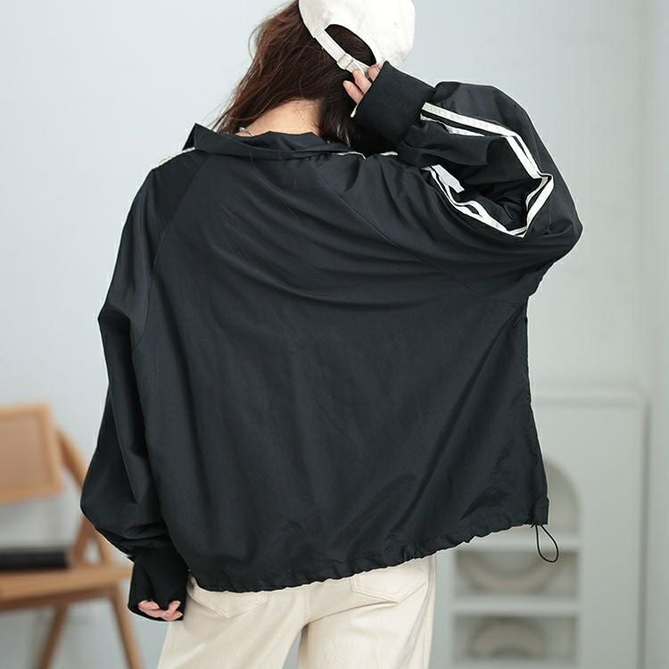 大きいサイズ レディース 裾ドロストサイドラインナイロンブルゾン　tog-1015