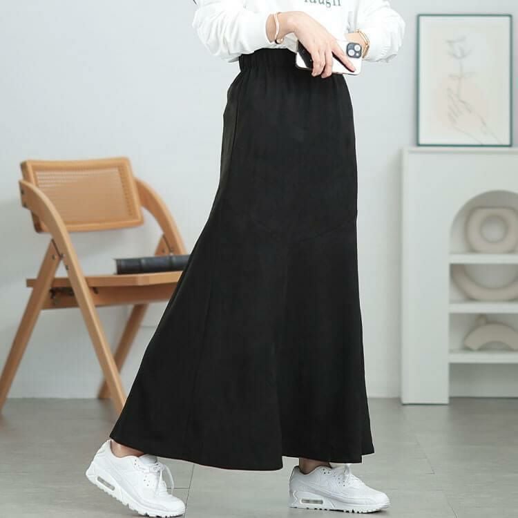 大きいサイズ レディース ストレッチスエードマーメイドスカート　tog-1011 ブラック