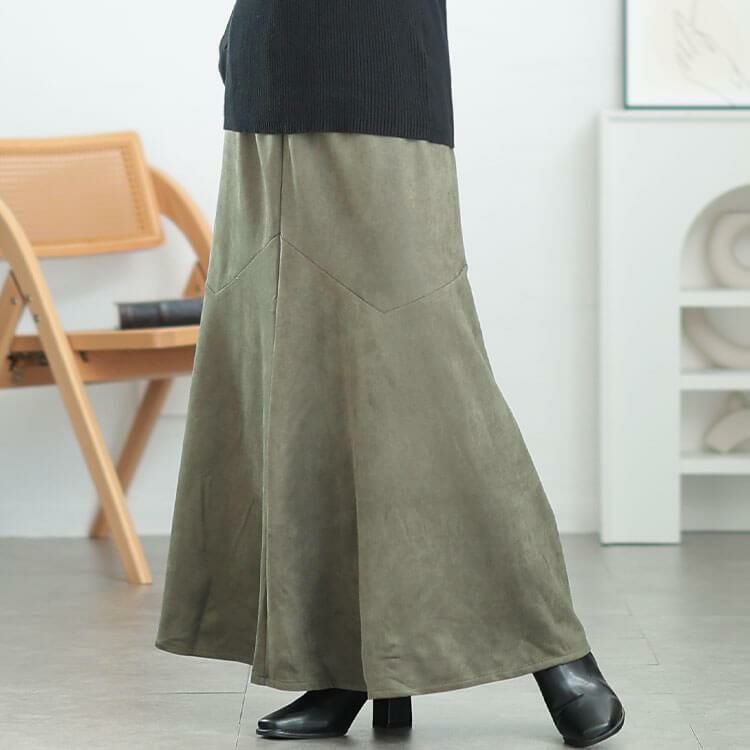 大きいサイズ レディース ストレッチスエードマーメイドスカート　tog-1011 カーキ