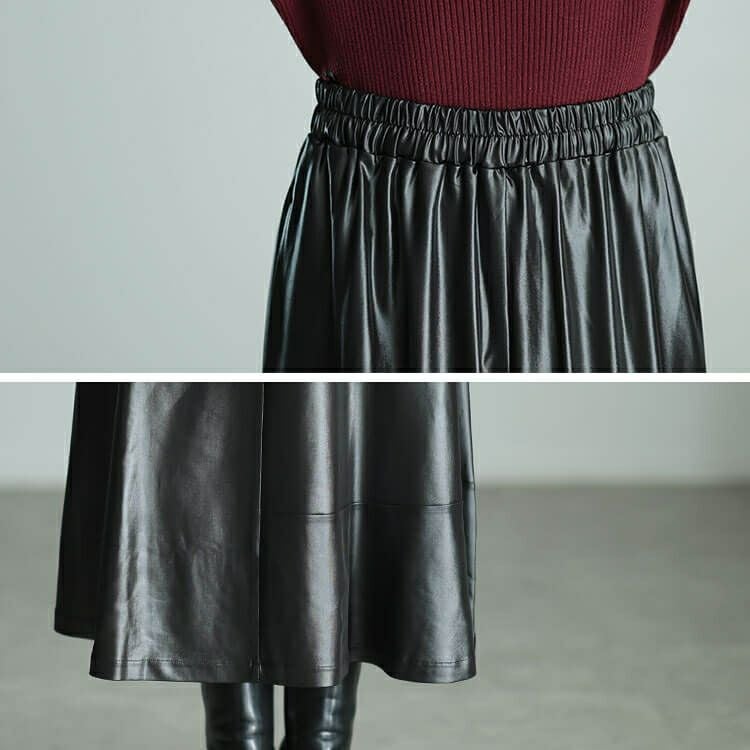 大きいサイズ レディース ストレッチフェイクレザーマーメイドスカート　maru-30076