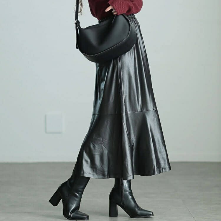 大きいサイズ レディース ストレッチフェイクレザーマーメイドスカート　maru-30076