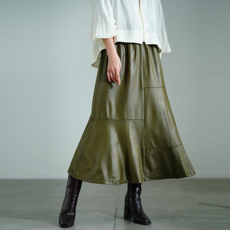 大きいサイズ レディース ストレッチフェイクレザーマーメイドスカート　maru-30076