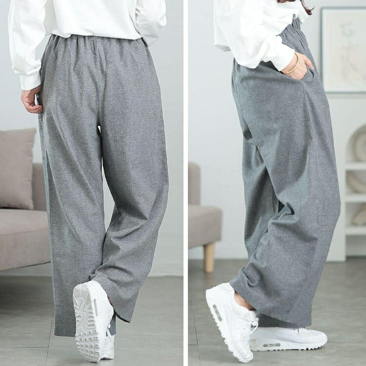 20周年感謝セール】 大きいサイズ レディース 起毛ワイドパンツ maru