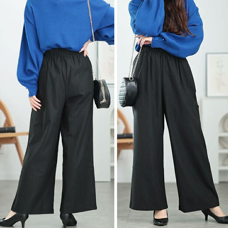 大きいサイズ レディース 起毛ワイドパンツ　maru-30074