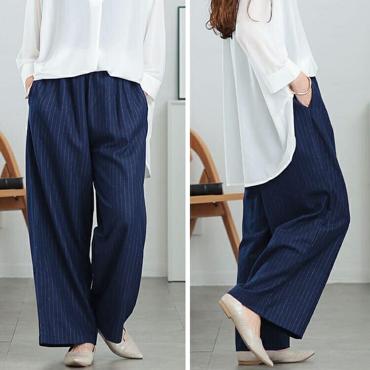 大きいサイズ レディース 起毛ワイドパンツ　maru-30074