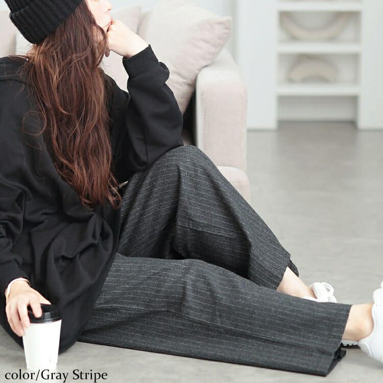 大きいサイズ レディース 起毛ワイドパンツ　maru-30074